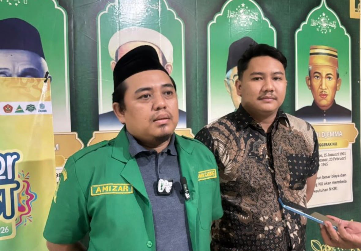 JUMPA PERS - Sekretaris GP Ansor Kota Tangsel, Amizar, saat memberikan keterangan pers terkait dengan Ansor Fest.