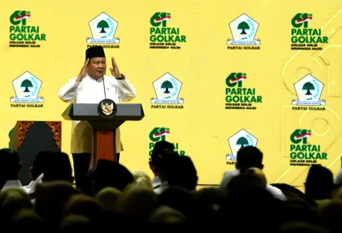 Presiden Prabowo saat hadir di HUT Golkar tahun 2025. Foto : Ist