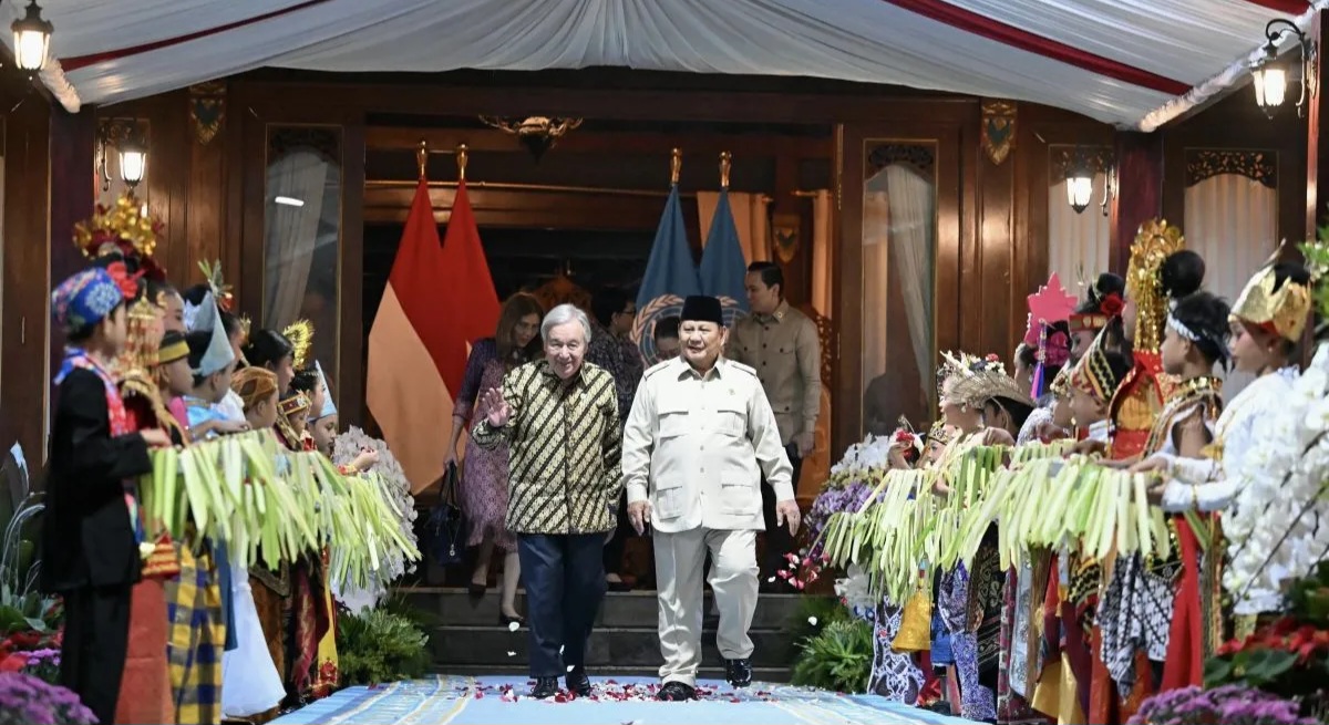 Presiden Prabowo dan Sekjen PBB Antonio Guterres di Hambalang, Bogor. Foto : Ist