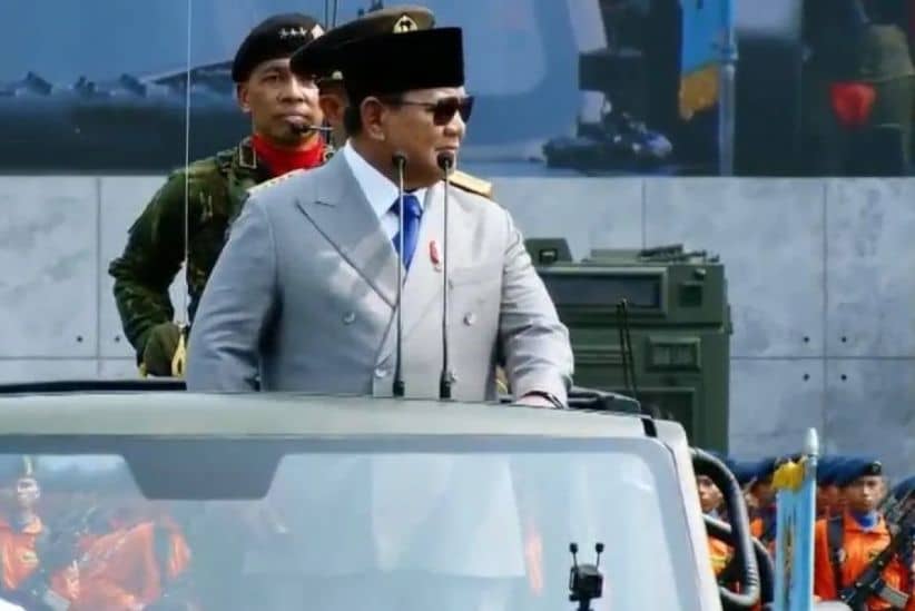 Presiden Prabowo saat memeriksa pasukan pada HUT TNI ke 81 di MABES TNI. Foto : Ist