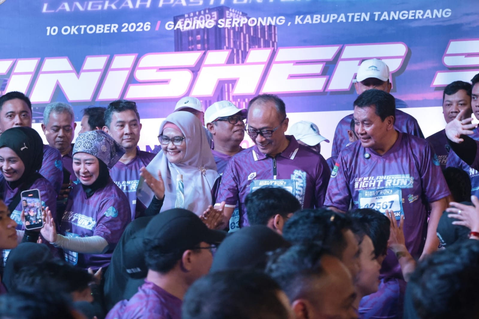 KORPRI NIGHT RUN 2026. Bupati Tangerang, Moch. Maesyal Rasyid, saat menghadiri ajang olahraga bertajuk Gemilang KORPRI Night Run 2026 yang dipusatkan di kawasan Gading Serpong, Sabtu (10/10) malam.