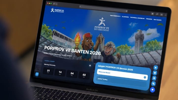 PORPROV BANTEN. Tampilan portal resmi Porprov VII Banten 2026 yang baru saja diluncurkan.