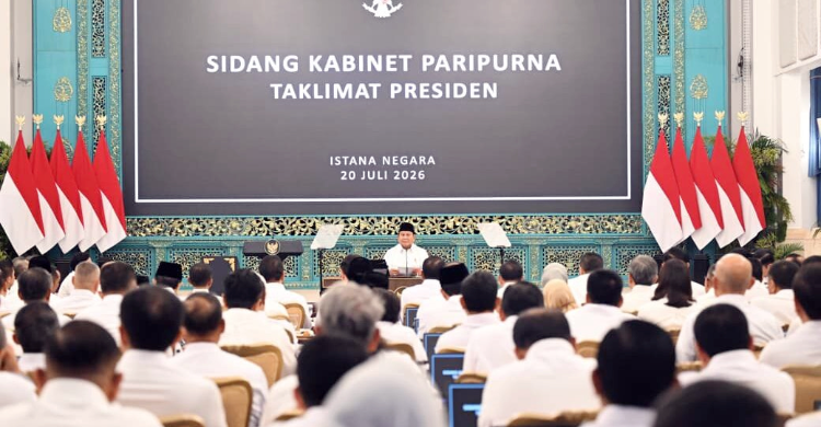 Presiden Prabowo dan Menteri Kabinet Merah Putih rapat di Istana Bogor. Foto : Ist