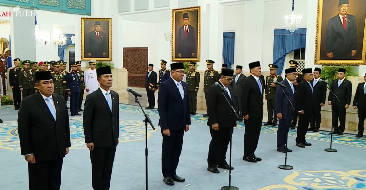 Pelatikan 9 Pejabat baru Kabinet Merah Putih di Istana Kepresidenan, Jakarta, Kamis (15/10/2026) sore. Foto : Ist