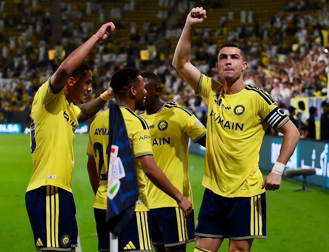 Selebrasi skuad Al Nassr usai menang 5-3 dari Kholood. Foto : Ist