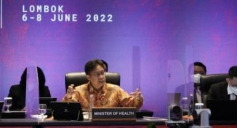 Menkes Budi Gunadi Sadikin  pada konferensi pers Health Working Group ke 2 di Lombok. (Ist)