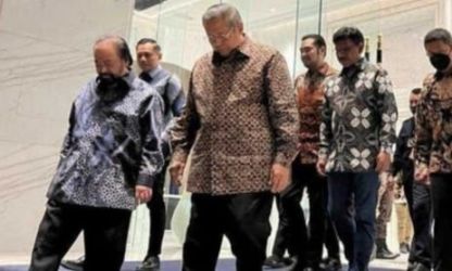 Ketum Nasdem Surya Paloh bersama Mantan Presiden ke 6 Susilo Bambang Yudhoyono serta Ketum Partai Demokrat Agus Harimurti Yudhoyono. (Ist)
