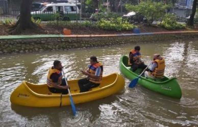 Uji coba perahu kano oleh Disbudpar Kota Tangerang. Foto : Istimewa