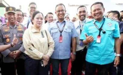 Puan Maharani dan Anies Baswedan pada acara Balapan Formula E di Ancol. (Ist)