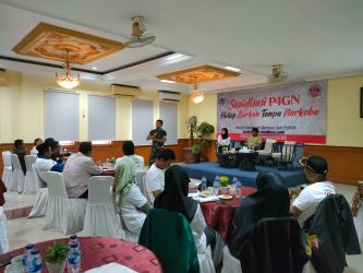Suasana sosialisasi P4GN terhadap organisasi kemasyarakatan yang digelar Bidang Ketahanan Ekonomi Sosial Budaya Agama dan Ormas, Badan Kesbangpol Kabupaten Pandeglang, di Hotel Rizki Pandeglang, Rabu (30/11/2022).(Istimewa)