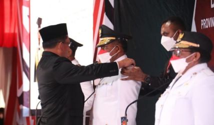 Mendagri Tito Karnavian pada pelantikan tiga Pj Gubernur Daerah Otomom Baru Papua. (Ist)