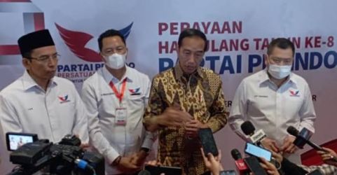 Presiden Jokowi saat hadir pada acara ultah Partai Perindo.