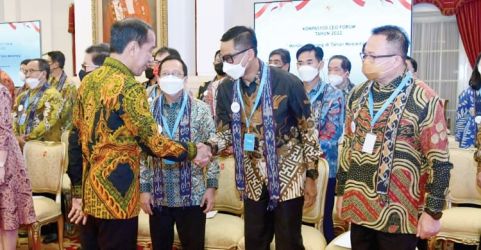 Presiden Jokowi saat menghadiri acara 100 CEO Forum 2022 di Istana Negara. (Foto : Setpres)