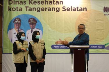 Walikota Tangsel Benyamin Davnie saat menghadiri jambore ngider sehat yang digelar di bilangan Kota Bogor.