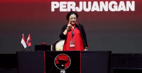 Ketua Umum PDIP Megawati Soekarno Putri saat sambutan pada acara Ultah Emas PDIP di JIExpo, Kemayoran, Selasa (10/1). (Ist)