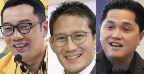 Ridwan Kamil (kanan, Sandiaga Uno (tengah) Erick Thohir (kiri)   foto : Ist