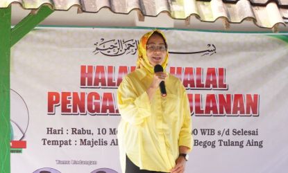 Airin Rachmi Diany saat menghadiri halalbihalal di Kabupaten Serang. Foto : Ist