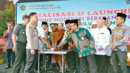 Sosialisasi dan Launching Kampung Moderasi Beragama (KMB) 2023 di Vihara Avalokitesvara Pondok Cabe, Jalan Pondok Cabe Raya, Pamulang, Rabu (12/7/2023). (Dok. Kemenag Tangsel)