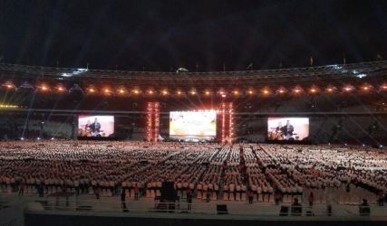 Stadion GBK dipadati 15.110 pemain angklung untuk memecahkan rekor. Foto : Ist