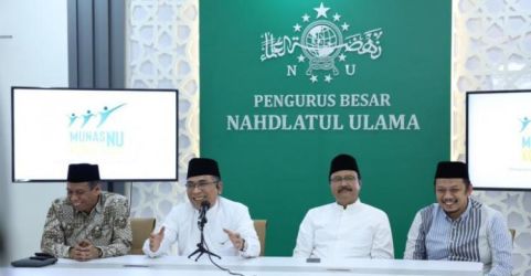 Ketua Umum PBNU, KH Yahya Cholil Staquf saat memberikan keterangan pers soal Capres dan Cawapres. (Foto: Ist)