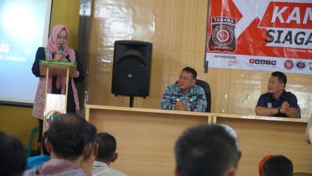 Plt Kepala Dinsos Pandeglang, Nuriah pada acara Sosialisasi Kampung Siaga Bencana (KSB) di Kecamatan Pulosari, Kamis (28/2/2024).(Istimewa)