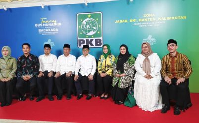 Benyamin-Pilar saat menemui Ketua Umum PKB Muhaimin Iskandar atau Cak Imin dalam acara silaturahmi bacakada menuju Pilkada 2024.(dra)