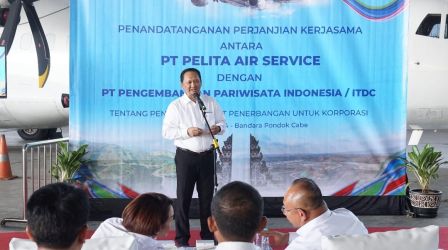 Penandatanganan Perjanjian Kerja Sama di Hanggar Bandara Pondok Cabe, Tangerang Selatan, pada hari ini Senin, (8/7). (Ist)