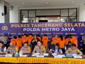 Kapolres Tangsel, AKBP Victor Inkiriwang saat memimpin press conference pengungkapan sindikat curanmor, Sabtu, (7/9).(dra)