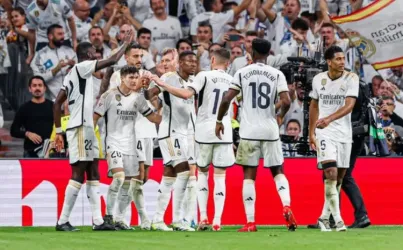 Selebrasi Real Madrid usai menang 2-1 dari Real Mallorca. Foto : Ist