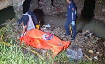 Jenasah MH ditemukan di sungai irigasi di kawasan Kecamatan Carenang, Kabupaten Serang. Foto : Ist