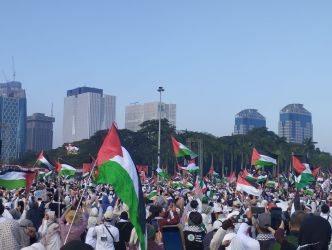 Aksi damai Palestina di Monas. Foto :  Farhan