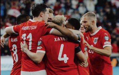 Skuad Austria saat mencukur San Marino 10-0. Foto : Ist
