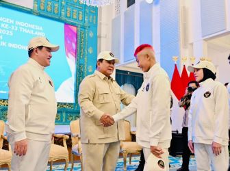Presiden Prabowo pada pelepasan Kontingen SEA Games 2025 di Istana Merdeka. Foto : Ist
