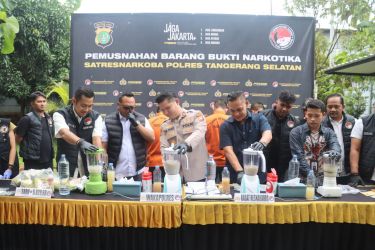 Polres Tangsel musnahkan barang bukti narkoba yang berhasil diungkap oleh Sat Narkoba Polres Tangsel.