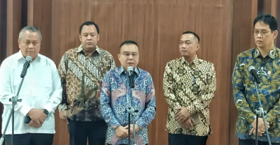 Rapat koordinasi Gubernur BI, Wakil Ketua DPR, Menkeu dan Mensesneg. Foto : Ist