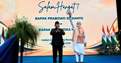 Presiden Prabowo dan PM India Narendra Modi di Candi Prambanan. Foto : Ist